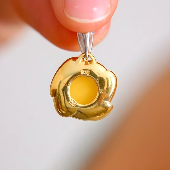 Baltic Butterscotch Amber Pendant Necklace – 14K Gold Plated s925 Silver - Picture 5 of 6
